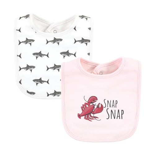 Image of Hudson Baby Unisex Baby Cotton Bibs, Girl Whale Shark, One Size