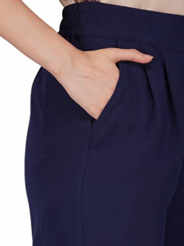 Image of fabcoast High Waist Wide Leg Loose Relaxed fit Women Pants - Flare Style, Half Waistband, Soft and Breathable Fabric - Ideal for Casual and Formal Wear.