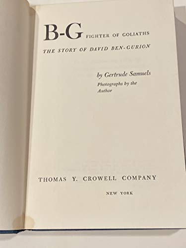 B-G Fighter of Goliaths the Story of David Ben-... B00LCGP2S6 Book Cover