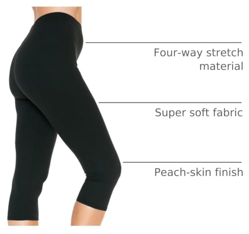 Image of Leggings Depot Women's High Waist Leggings Soft 1 inch Waistband Solid Pants - Regular, Plus, 1X3X, 3X5X