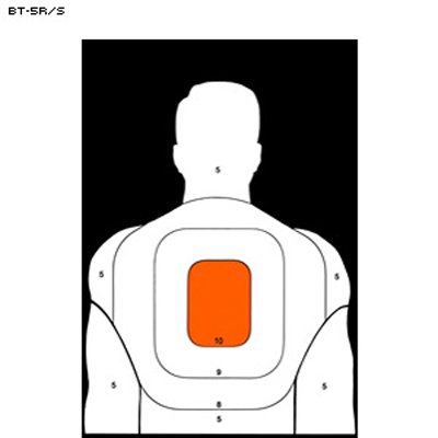 24 Pk, 25-Yard Reverse Bt-5 Target White Silhouette with Orange Center Size: 19