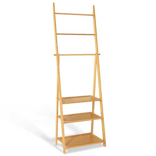 IDMarket - Toallero 3 niveles Lana 3 estantes de bambú