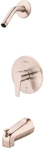 Pfister Pfirst - Moderna moldura para bañera y ducha sin cabezal de ducha (la válvula se vende por separado), mango único, acabado de níquel