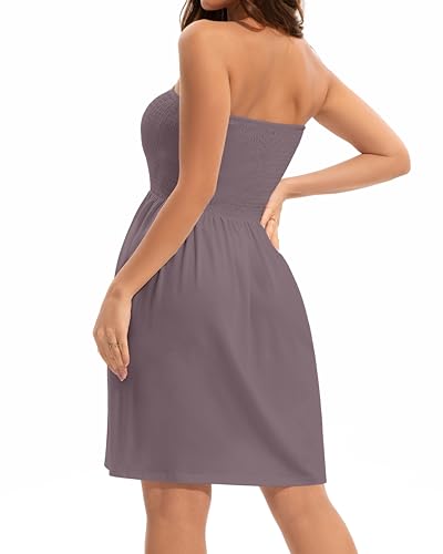 Image of elescat Summer Dresses for Women 2026 Strapless Casual Beach Cover Ups Tube Top Sundress