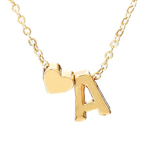 JinYiny Collar de Amor Delicado Simple y minúsculo Chapado en Oro Collar Colgante Inicial Letra 26 Abreviatura para Novia/Madre