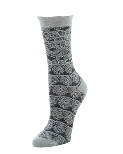 Image of Natori Lace Trellis Cotton Blend Crew Socks