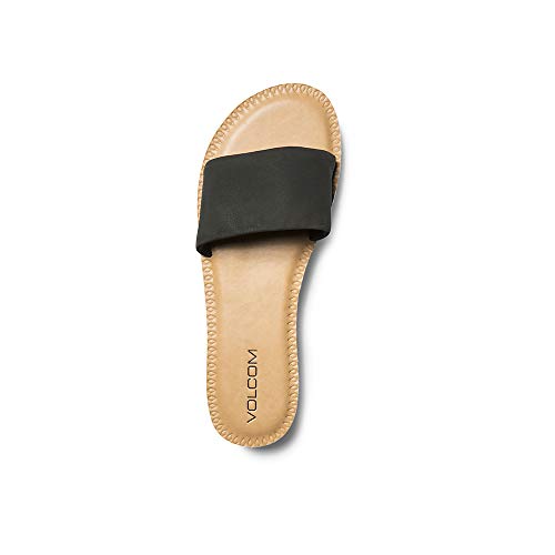 Image of Volcom Women's Simple Slide Sandals - Cushioned Synthetic Leather Strap Slides With Padded Footbed