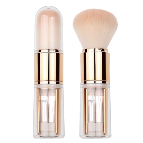 Set 5 en 1 Brochas de Maquillaje para Viaje - Pincel Telescópico Portátil | Aplicador Silicona con Corrector | Incluye Polvo, Sombra Ojos, Detalle y Herramientas Biseladas, Útil Belleza Compacto