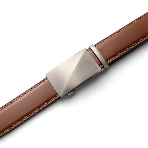 Image of Founders & C Men's Ratchet Belt 1 3 /8 inch,Leather Dress Belt Adjustable with Click Sliding Buckle Trim to Exact Fit