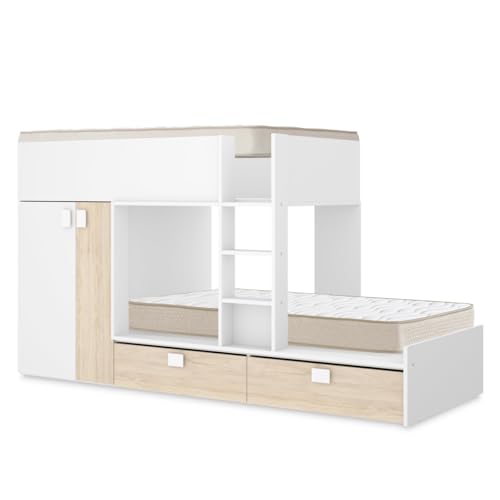 DEKIT - Pack Ahorro Juvenil Cama Tren Matt con 2 Colchones viscoelásticos Nova 90 x 190 cm