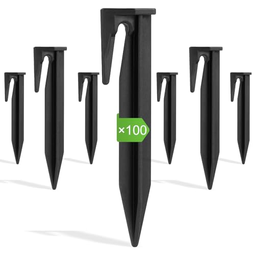 OFFCUP Cortacésped Clavos, 100pcs Piquetas Cortacesped, Robot Cortacésped Cable Clavijas de Fijación, Compatible con Gardena, Husqvarna, Worx, Bosch, AL-KO, Robomow, McCulloch Stiga, Wolf Garten