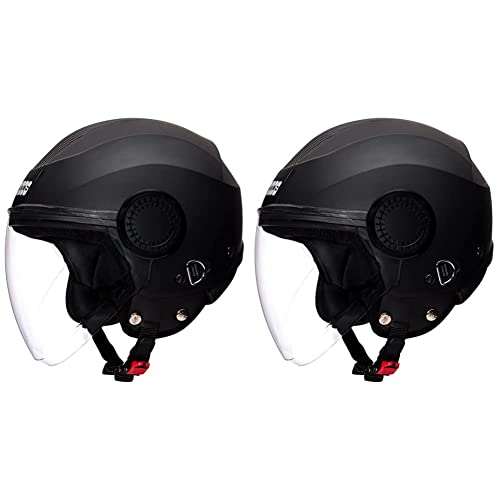 Image of Studds Urban O /F Helmet BK /BK Strip(M) & Urban Black with Black Strip Open Face Helmet (L), Cycling