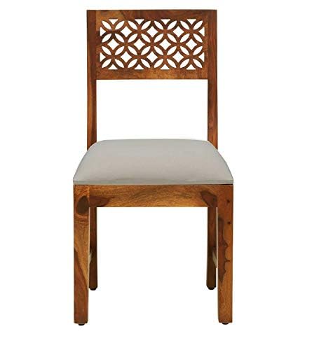 Image of Credenza Solid Sheesham Wood Dining Chairs Only | Wooden Set of 8 Dinning Chair for Kitchen & Dining Room | Chairs with Cushion | Rosewood, Rustic Teak Finish (Set of 8 Brown)