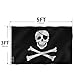 Anley Fly Breeze 3x5 Foot Jolly Roger Flag with Patch - Vivid Color and Fade proof - Canvas Header and Double Stitched - Pirate Flags Polyester with Brass Grommets 3 X 5 Ft