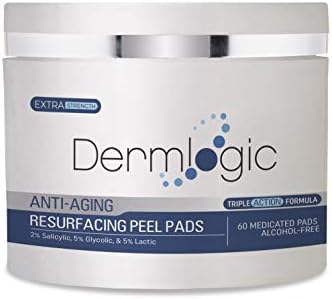 Anti Aging Resurfacing Peel Pads- Triple Action Chemical Peel Pads Combined with Glycolic, Lactic, and Salicylic Acids. Smooth’s Fine Lines, Wrinkles, Dark Spots, and Imperfections to Enhance the Skin