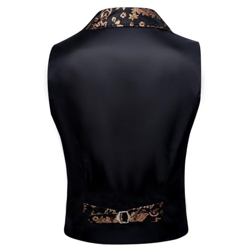 Gothic Men’s Victorian Black & Gold Suit Vest Steampunk Waistcoat/USA3