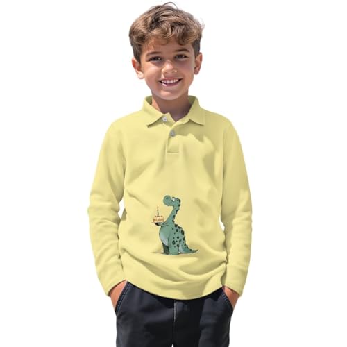 ZFRXIGN Dinosaur Boys Long Sleeve Shirts Size 3-16 Athletic Tops for Golf, Tennis, Fall Clothing 6