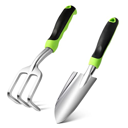 Lenink Gartenwerkzeug-Set, 3 Stück, Pflanzwerkzeug-Set, Gartenhandschaufel, Kultivator, Handrechen und Gartenhandschuhe (grün) Cover