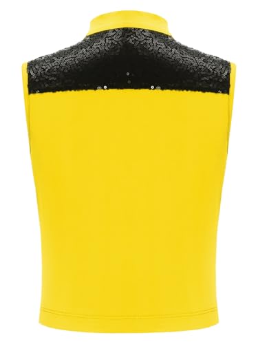 Kids Girls Hip Hop Street Dance Outfits Sleeve Sparkly Sequins Jacket Vest Sleeveless Front Zipper Top4