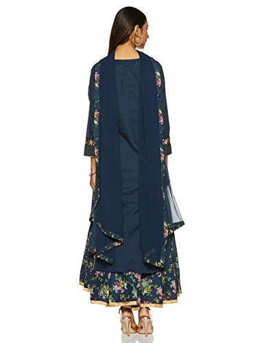 Image of BIBA Women Cotton Straight Kurta Lehenga Suit Set