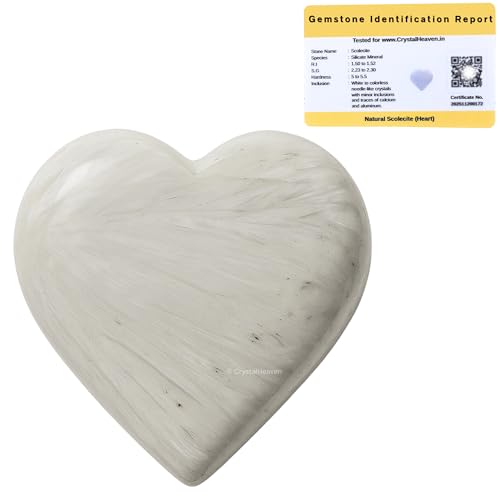 Image of Scolecite Crystal Heart Palm Pebbles Stones for Anxiety Stress Relief Massage - AAA Grade Original Healing Gemstone Agate Heart Palm Stone for Yoga Meditation Spiritual