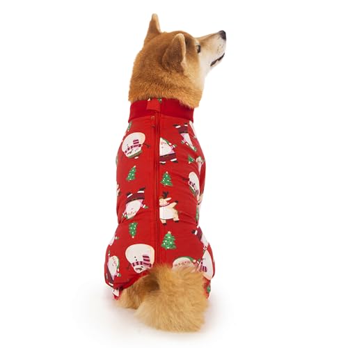 Image of Recovery Suit for Dogs Full Zipper, Four-Legged Onesie Dog Recovery Suit After Surgery, Cute Soft Bodysuit Cone Alternative Male Female Dog Neuter Anti Licking Wounds, Snowman, 3X-Large