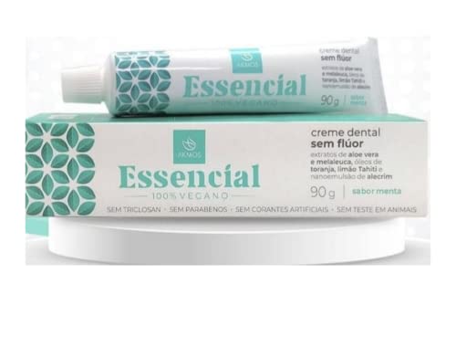 Creme Dental Essencial, sem Flúor, 100% Vegano, Sem Triclosan, Sem Parabenos, Sem Corantes Artificia