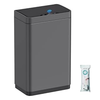 Mbillion Sensor Bin Touchless Kitchen Bin 50L Automatic Motion Sensor Trash Can Stainless Steel Smart Trash Bins with Lid Rectangular Touchless Garbage Bin for Kitchen Bedroom Home Office (Gray)