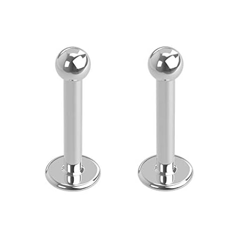 PiercedOff 316L Surgical Steel Labret with Externally Threaded Ball - Bar Thickness 14GA (1.6mm) / Bar Length 6mm / Ball Size 3mm - Sold as a Pack of 2 Labrets Cover