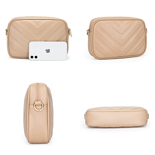 Image of Herald Quilted Small Crossbody Bag with Coin Pouch for Women | Lightweight, Vegan Leather, Trendy Style, Detachable Mini Pouch, 2 Size Cross Body Handbags with Wide Strap for Daily Travel