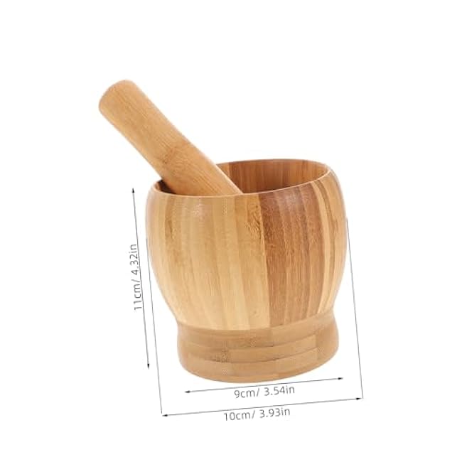 VOSAREA Wooden Garlic Grinding Pot Set Natural Pestle Kit for Grinding Spices Seasonings and Supplements Elegant Kitchen Essential for Home Use