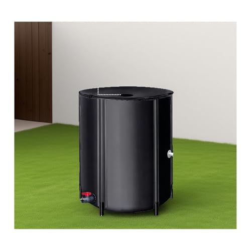 Depósito portátil de recolección de agua de lluvia de 500 L, almacenamiento de agua para jardín y tela estable, uso versátil, depósito de agua negro, solución ecológica