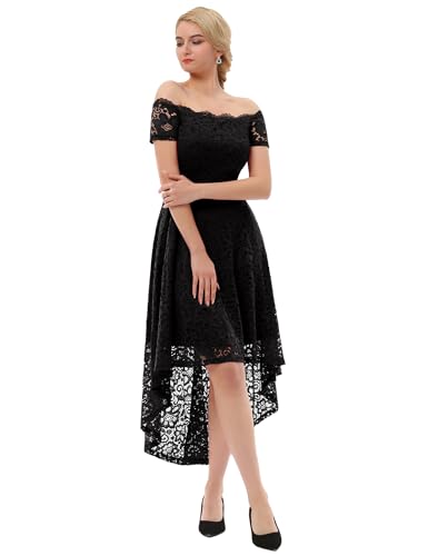 Dressystar Women's Lace Cocktail Dress Hi-Lo Off Shoulder Bridesmaid Swing Formal Party Dress3