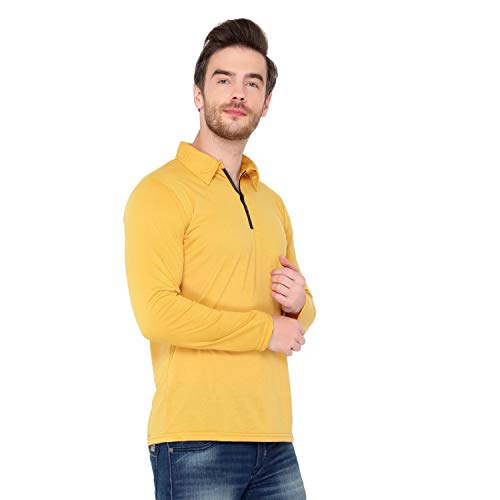 Image of Men's Cotton Blend Full Sleeve Zip Neck Polo T-Shirt (Pack of 1)