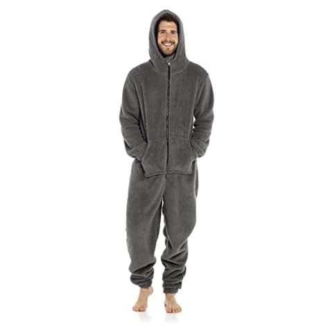 STONEBRIDGE Mens Hooded Onesie Thick Snuggle Warm Fleece Adults All In One - M, L, XL, XXL (L, Grey) Cover