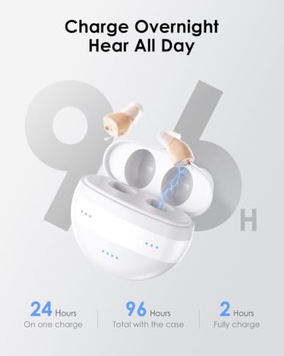 Image of Karthus Hearing Aids for Seniors and Adults with Hearing Loss, 2 Modes, In-Ear Design with Noise Cancelling and Clear Sound, Nearly Invisible and Comfort-Fit, 6 Level Volume, 96H+ Battery Life, White