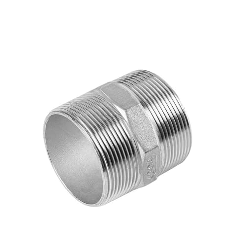 Mamelon hexagonal double mâle inox 316L raccord droit fileté G1/2