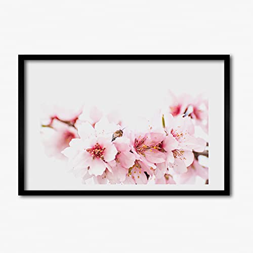 Cadre en bois fleurs de cerisier 60x40 tableau premium