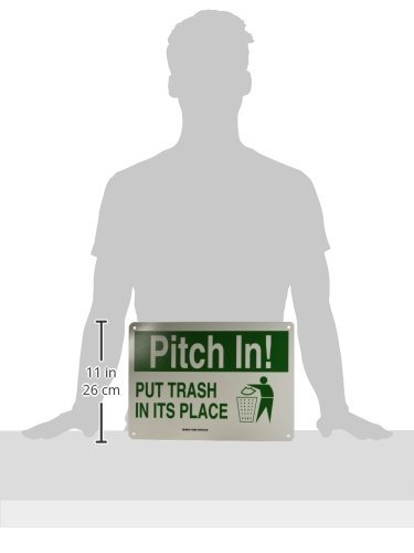 Panneau d'entretien Brady 128296 Pitch in 25,4x35,6 cm vert et blanc - 2
