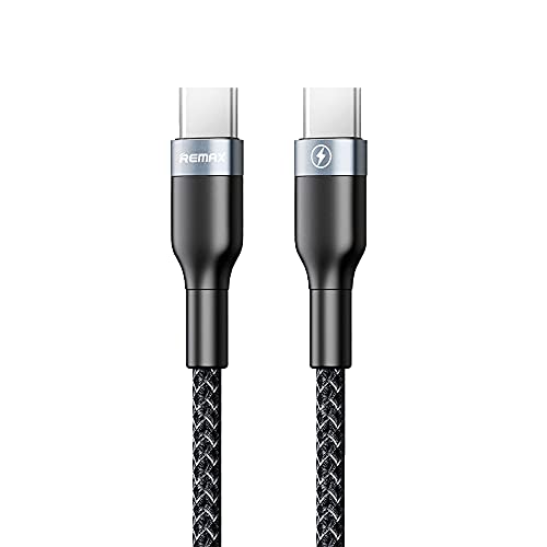 Remax USB C Cable 100W 3ft, New Nylon USB C to USB C Cable 2.0, Type C Charging Cable Fast Charge for More(Black)