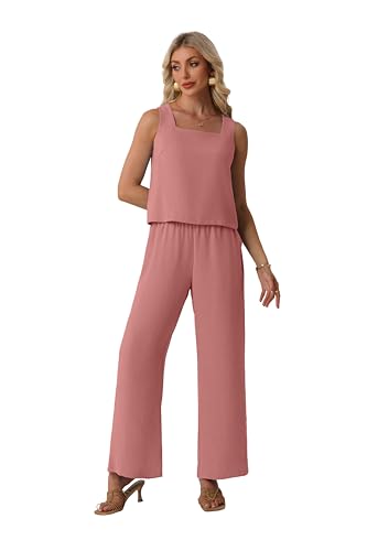Lepunuo Womens 2 Piece Outfits Summer Wide Leg Pants Matching Lounge Sets — view 5