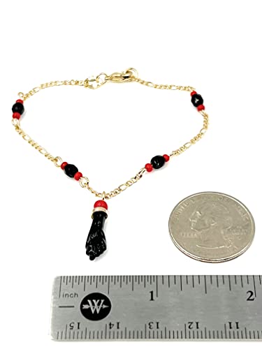 FWJ 18k Gold Plated Azabache Bracelet 5.5 Inches Length 3.5mm Black Beads Protection Jewelry - Image 5
