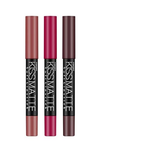 Gracefulvara 3Pcs/Set Waterproof Long Lasting Matte Lip Gloss Lipstick Cosmetic,Kit 4