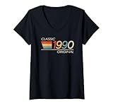 donna classic 1990 originale vintage birthday retro est 1990 maglietta con collo a v