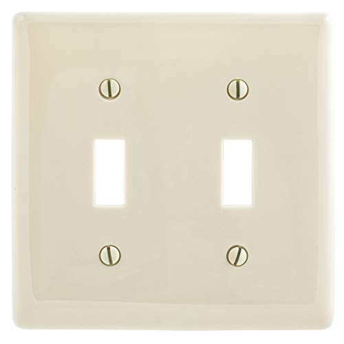 Hubbell Np2La Light Almond Nylon Two Gang Toggle Switch Wall Plate #TOP16
