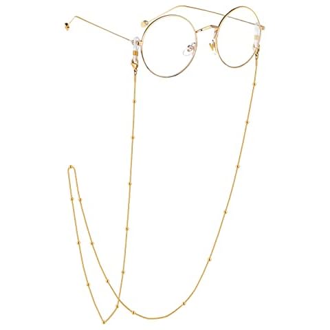EPIRORA Glasses Chain for Women Men - Sunglasses Strap Face Mask Holder Lanyard Snake Chain, Anti-lost String for Glasses Retainer (Gold-bead) Cover