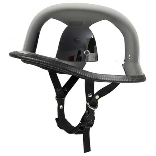 Casco alemán de moto chopper retro plateado y negro X