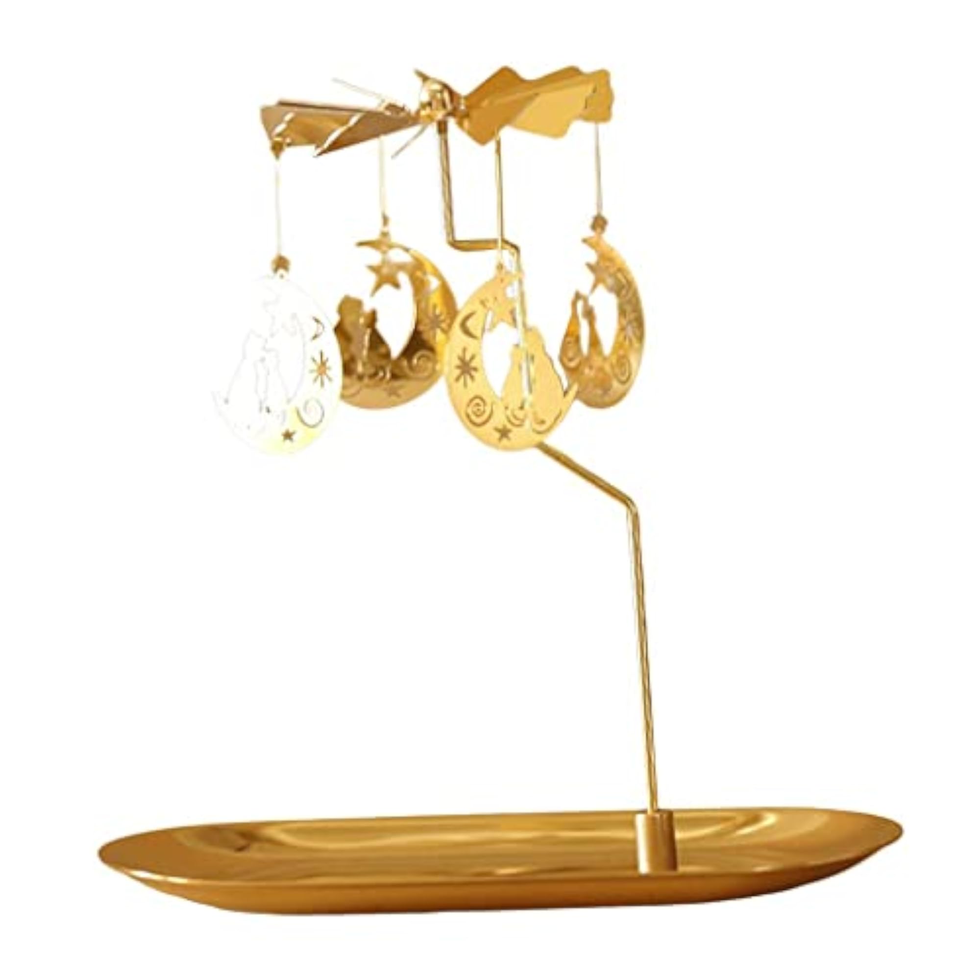 Rotating Spinning Tea Light Holder Stand Moon Cat