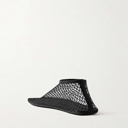 Women's Stretch Mesh Ballet Flats, Clear Fishnet Square Toe Ankle Sandals, Comfy Supportive Casual Office Ballerina Breathable Flat Shoes2