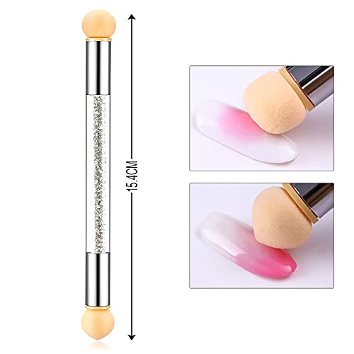 Silpecwee 5Pcs Ombre Nail Brush Acrylic Nail Brush Set Nail Gradient Brushes Double Head Nail Art Sponges Pen Nail Art Tools Manicure Accessories #TOP1